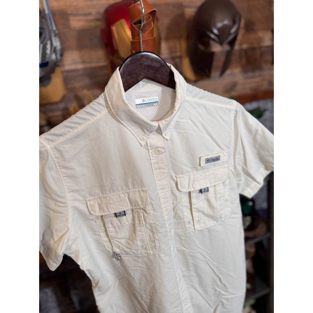 Columbia PFG Fishing Shirt White Vented Outdoor Button Up Medium